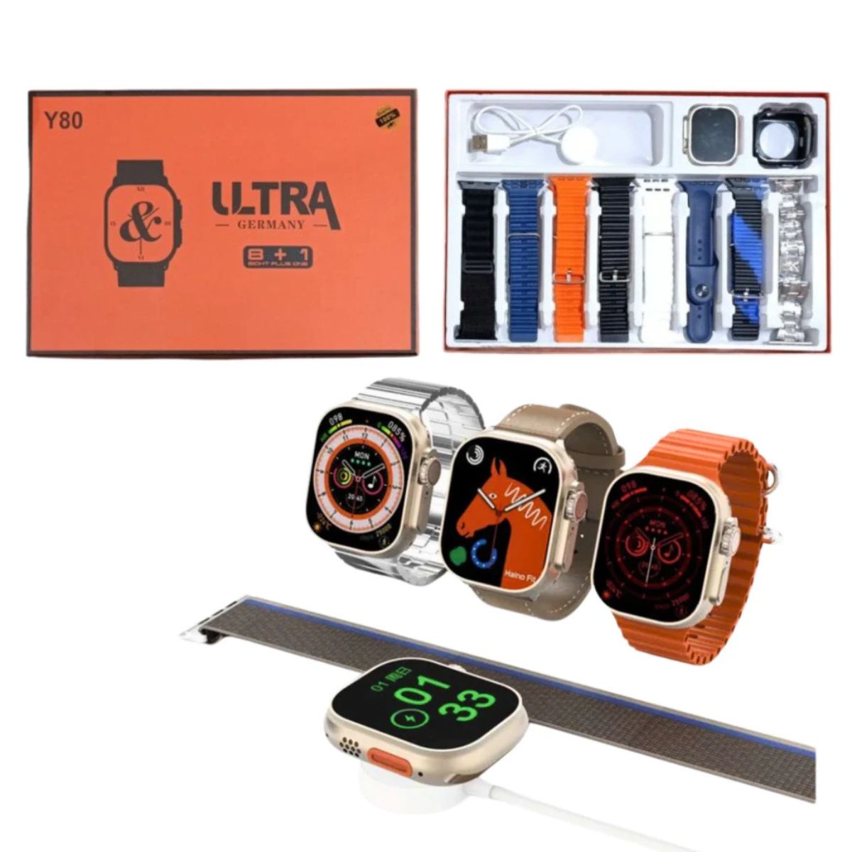 Reloj Smartwatch Y80 + 8 Mallas